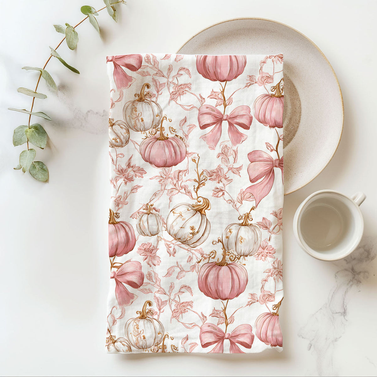 Pink Pumpkins Kitchen Towel