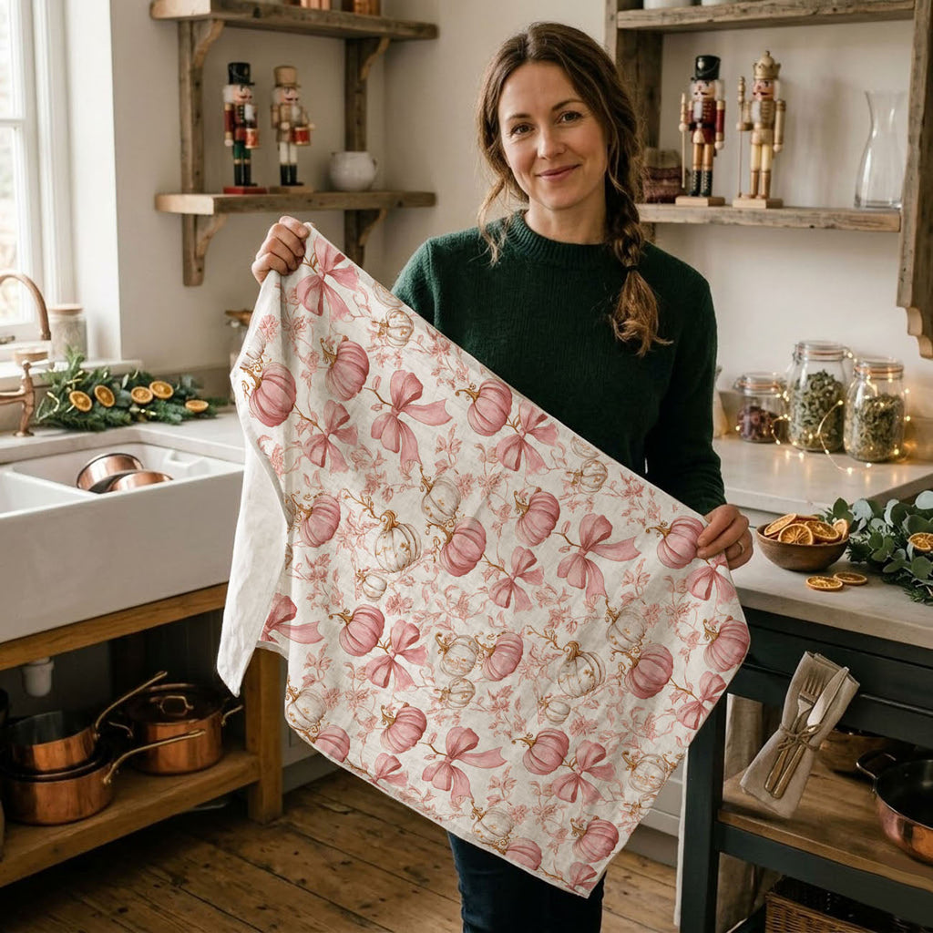 Pink Pumpkins Kitchen Towel