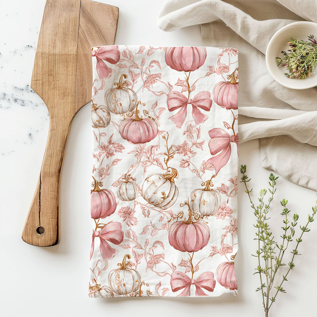 Pink Pumpkins Kitchen Towel