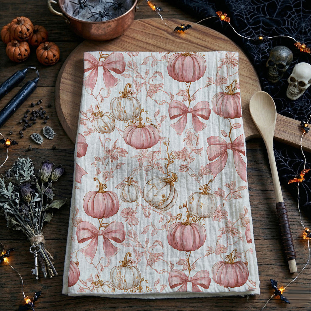 Pink Pumpkins Kitchen Towel
