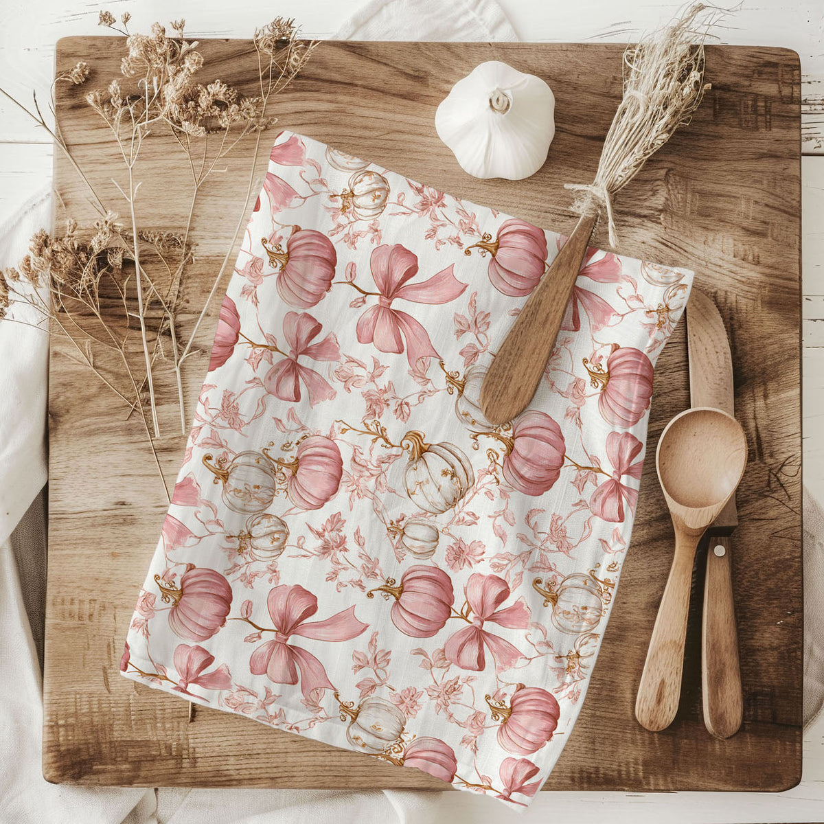 Pink Pumpkins Kitchen Towel