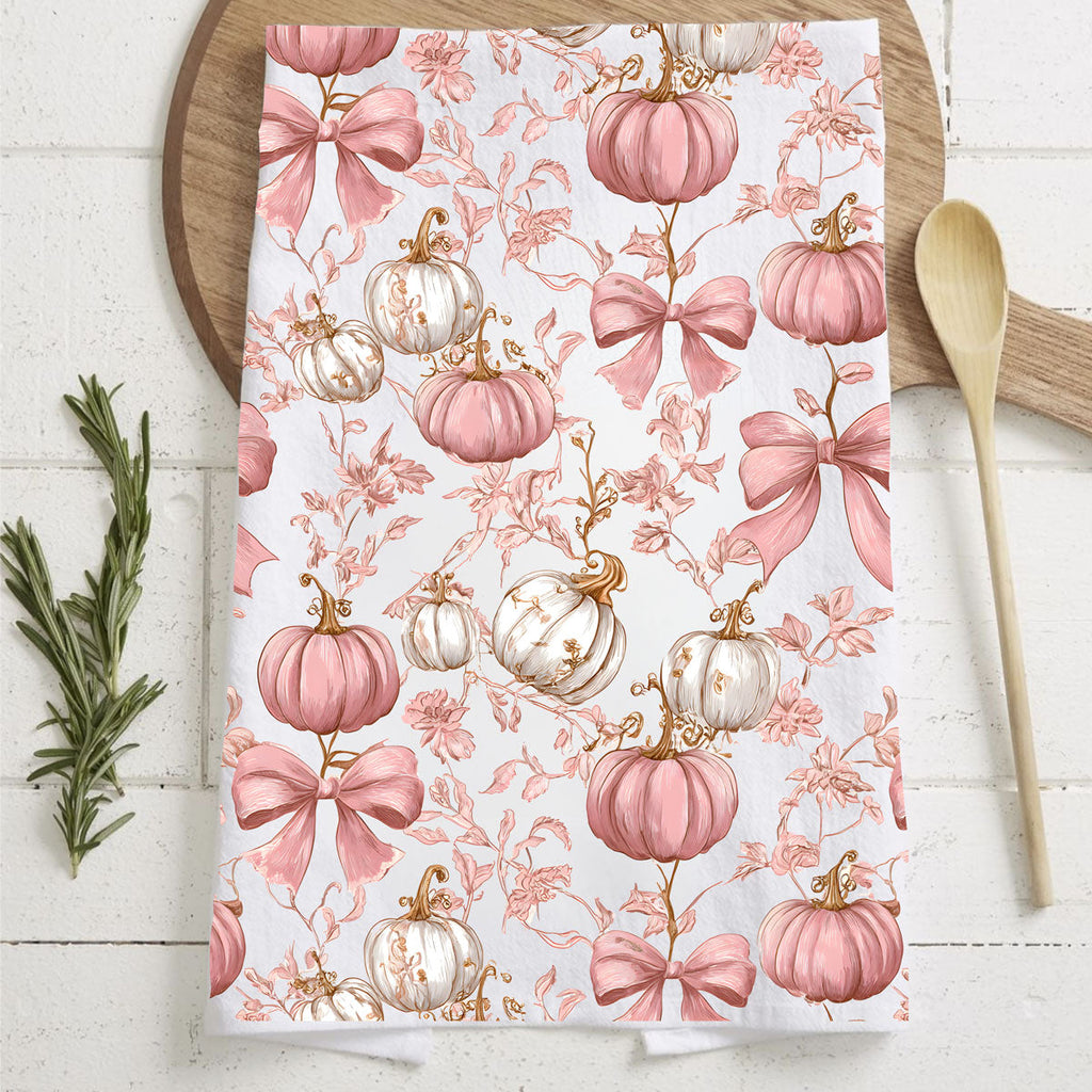 Pink Pumpkins Kitchen Towel