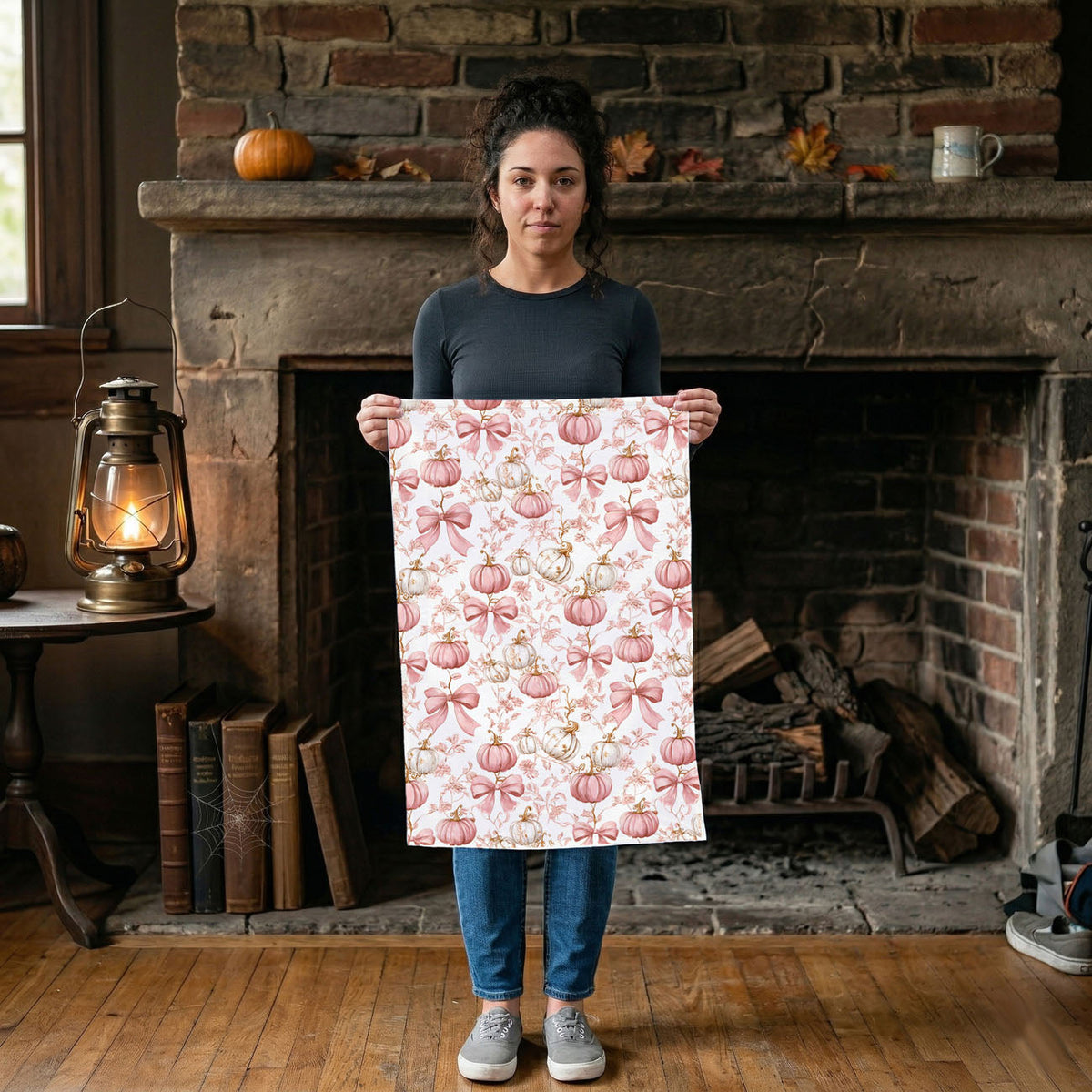 Pink Pumpkins Kitchen Towel