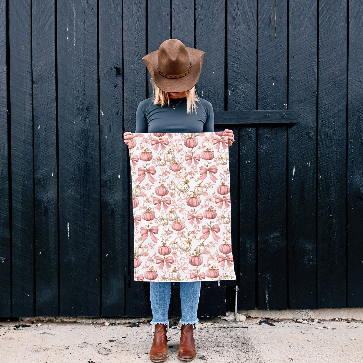 Pink Pumpkins Kitchen Towel