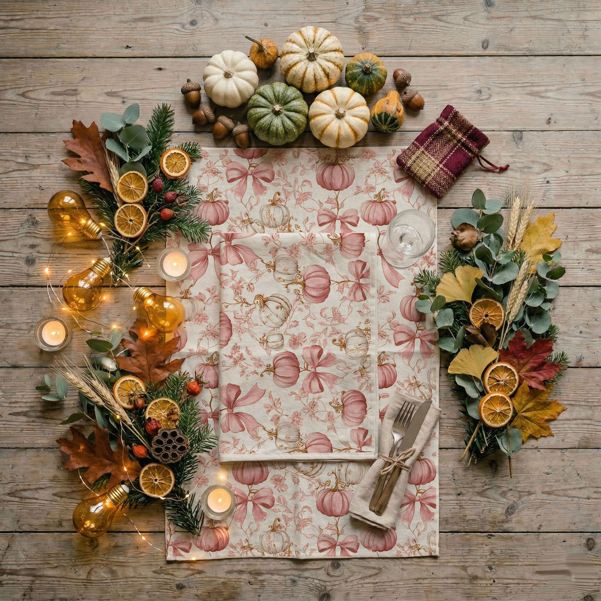 Pink Pumpkins Kitchen Towel