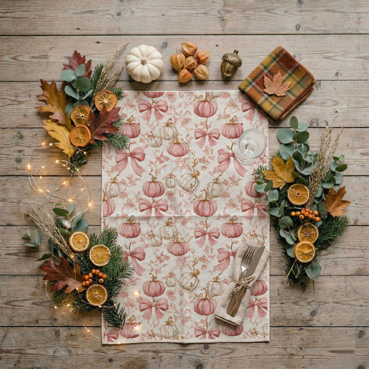 Pink Pumpkins Kitchen Towel