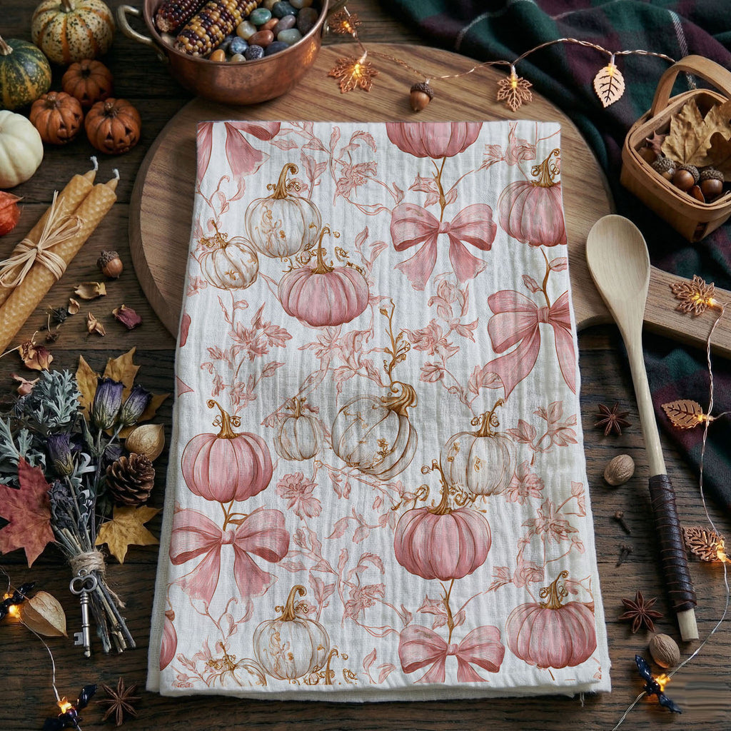 Pink Pumpkins Kitchen Towel