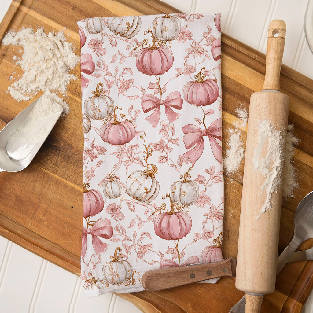 Pink Pumpkins Kitchen Towel