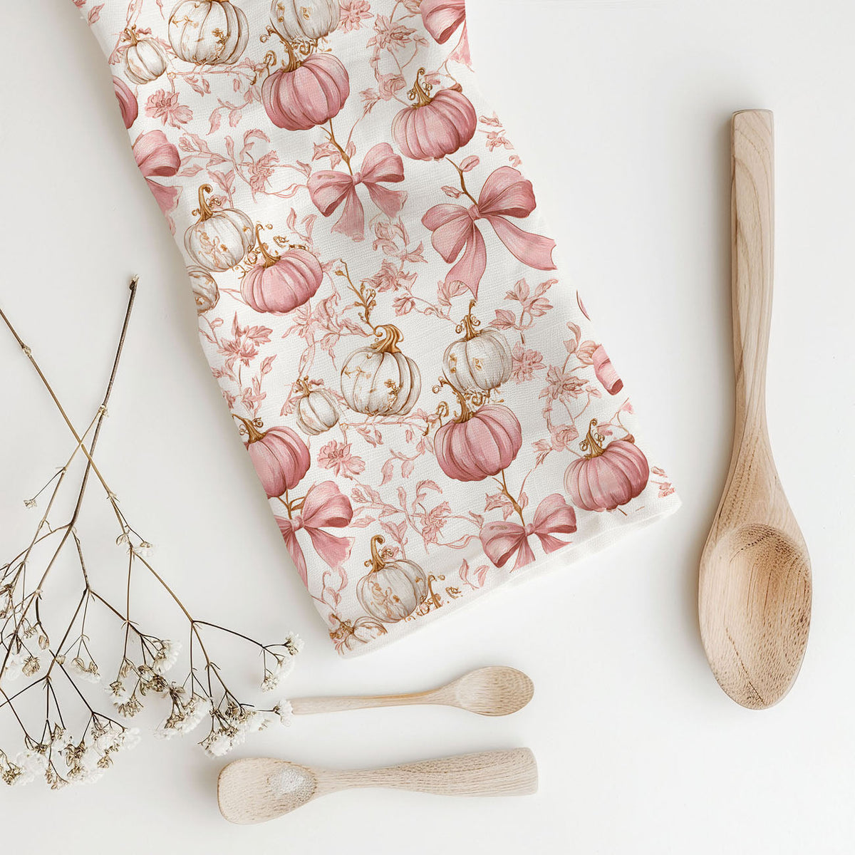 Pink Pumpkins Kitchen Towel