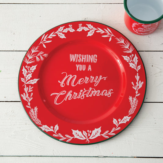 Wishing You A Merry Christmas Enameled Charger