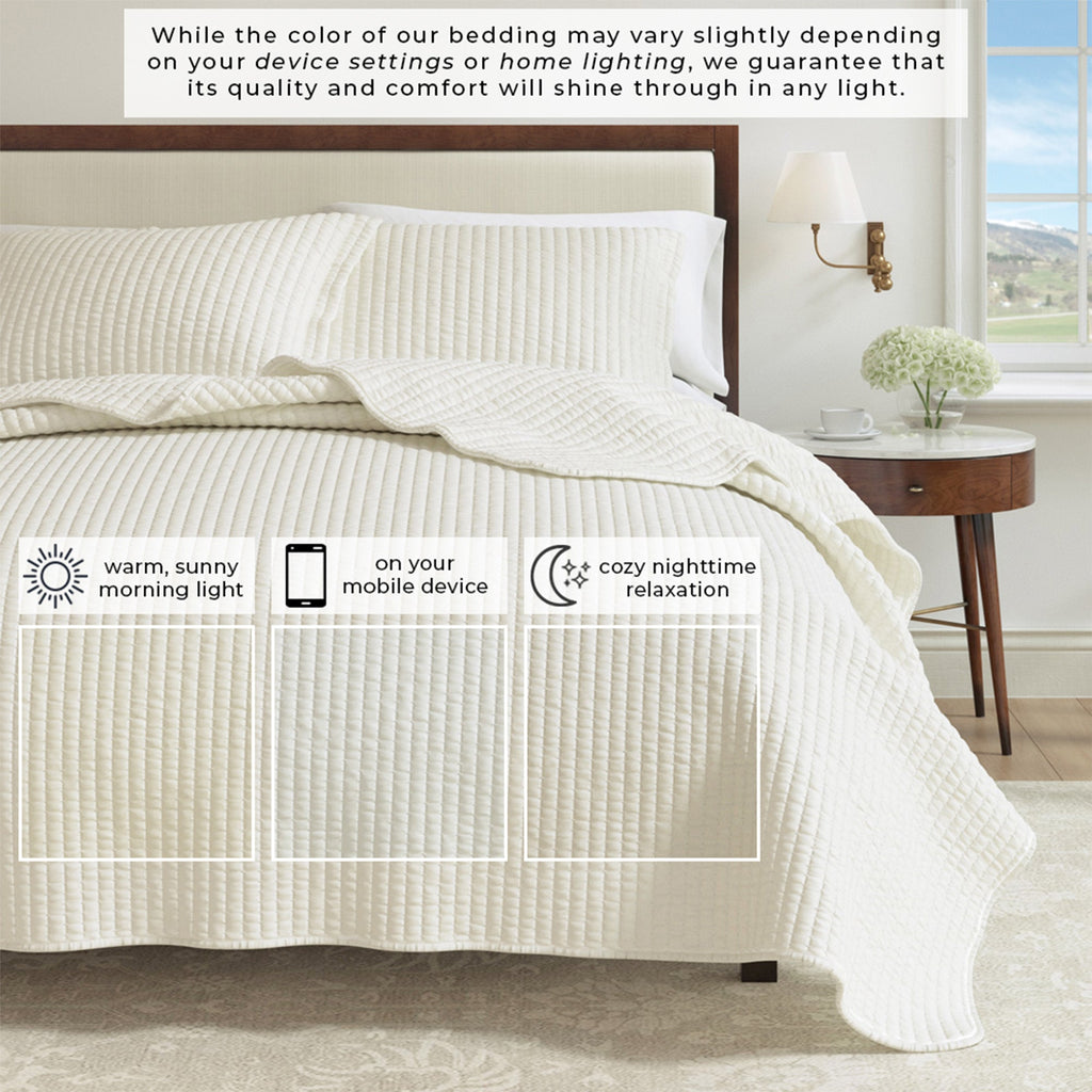 Alicia Solid Channel Stitch Quilt Set