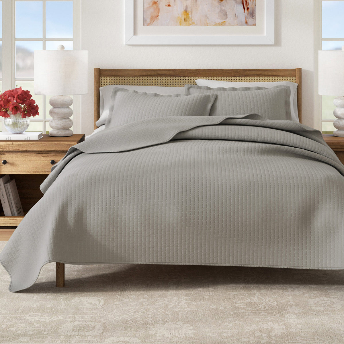 Alicia Solid Channel Stitch Quilt Set