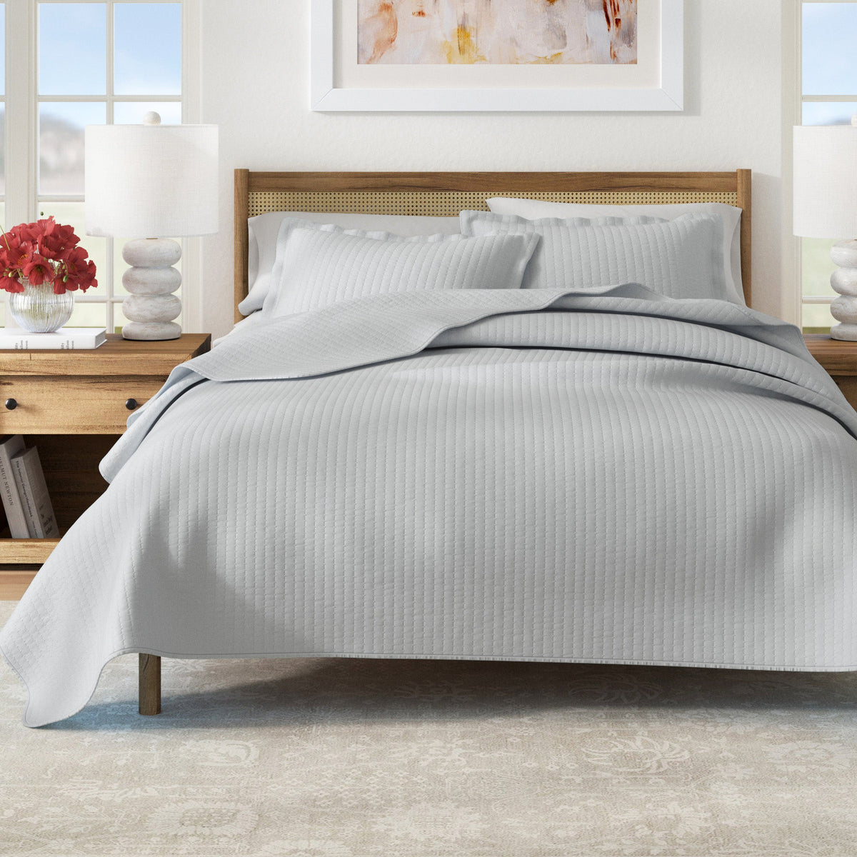 Alicia Solid Channel Stitch Quilt Set