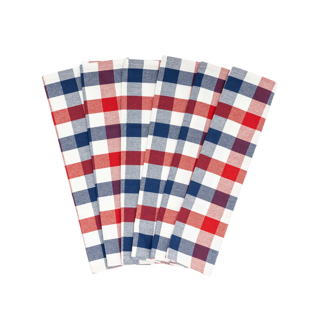 Classic Plaid Kitchen Towels — Set of 6