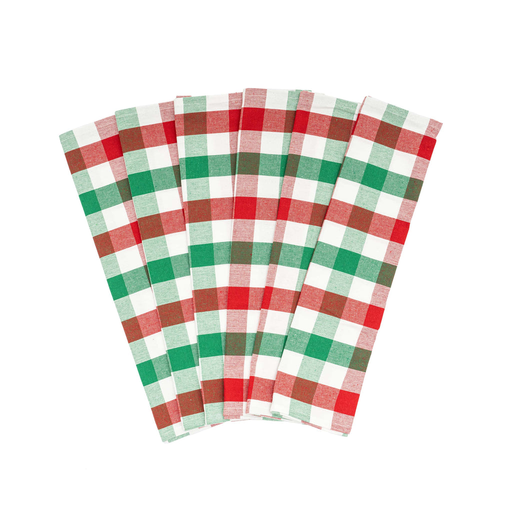 Classic Plaid Kitchen Towels — Set of 6