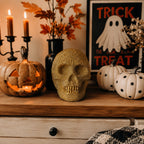 Skull Halloween Figurine in Silver or Gold