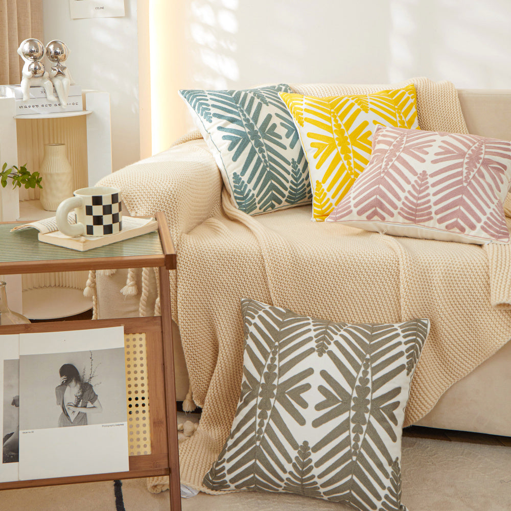 Tropical Leaf Throw Pillow with Insert — 18 × 18 in