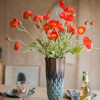 Silk Common Poppy Flower Stem 22" Tall