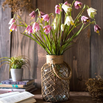 Faux Silk Fritillaries Lily Flower Stem in Pink or Purple 26" Tall