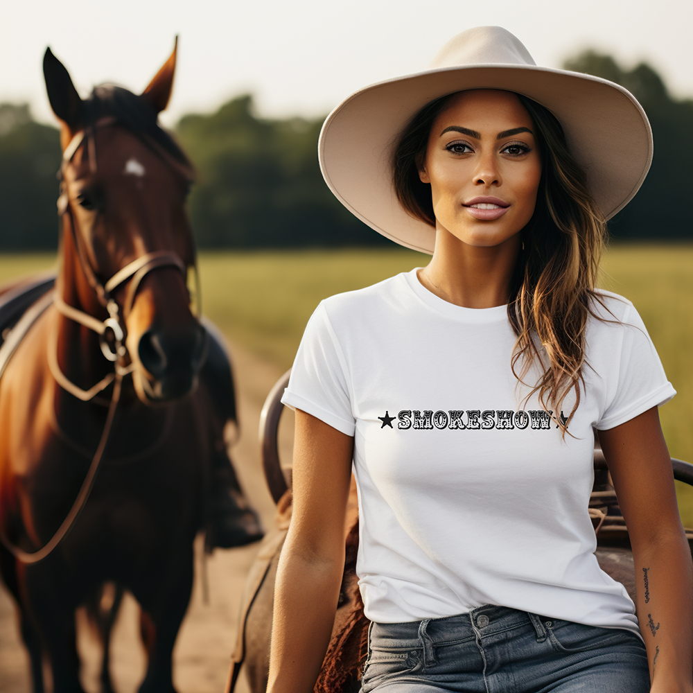 Smokeshow Graphic Tee Shirt for Country Girls- Bourbon Cowgirl