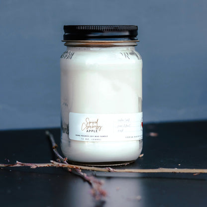 13 oz Mason Jar Soy Candle - Spiced Cranberry Apple