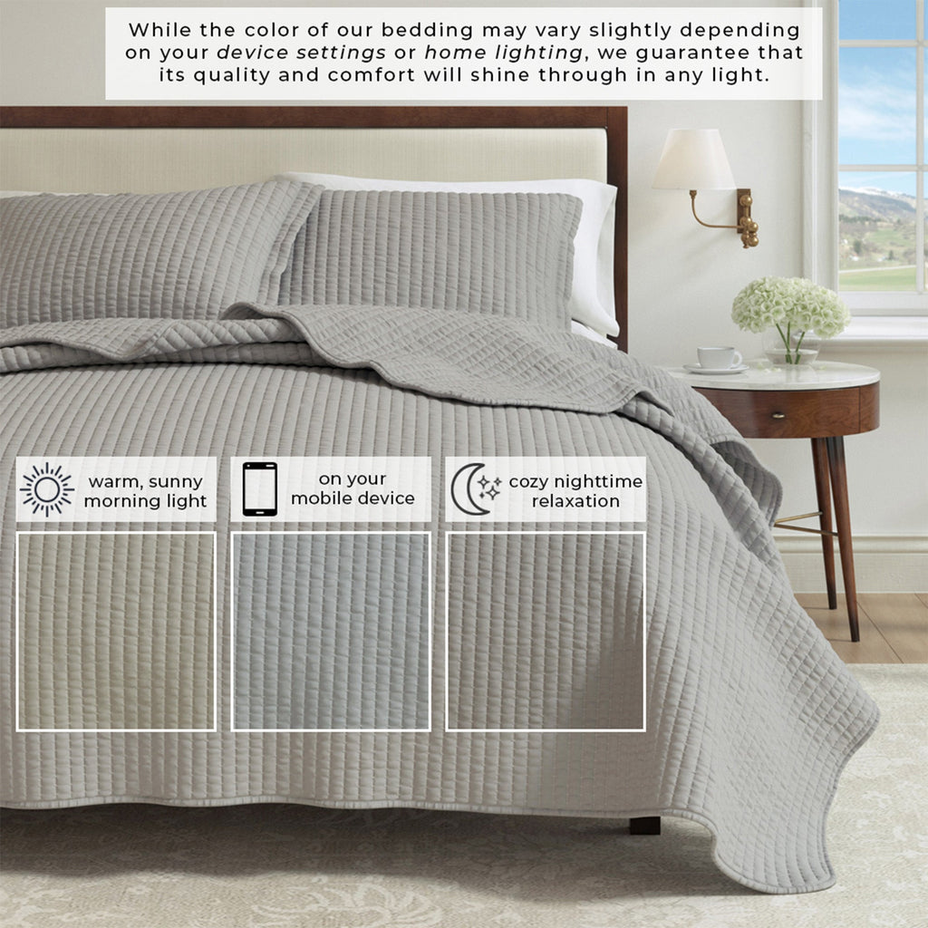 Alicia Solid Channel Stitch Quilt Set