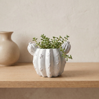 Barrel Cactus Planter, Gypsum White 3.5"