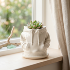 Hoodie Planter, Gypsum White 4"