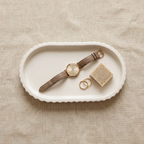 Scalloped Oblong Catchall Tray, Gypsum White 7"