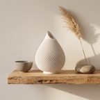 Teardrop Honeycomb Vase, Gypsum White 5"