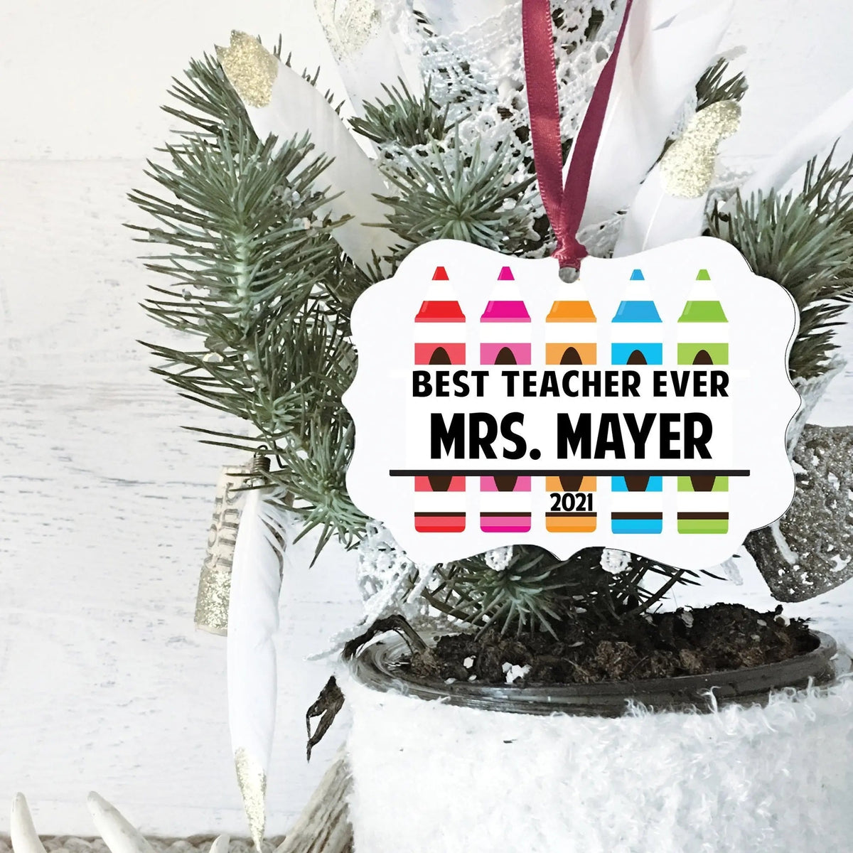 Personalized Teacher Crayon Ornament