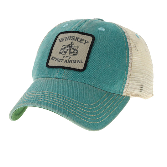 Whiskey Is My Spirit Animal Distressed Snap Back Trucker Hat