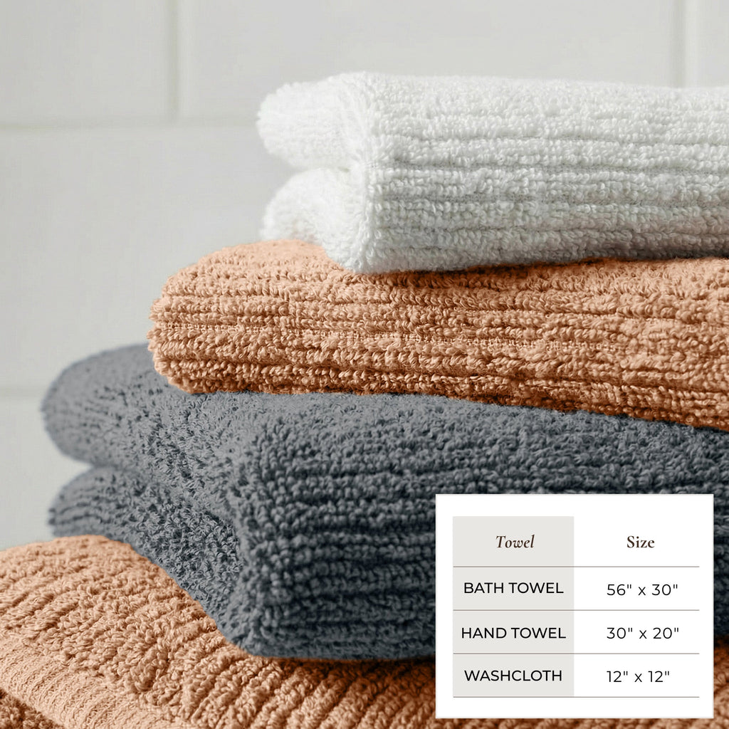 Georgiana Collection Turkish Cotton Ribbed 6-Piece Bath Towel Set