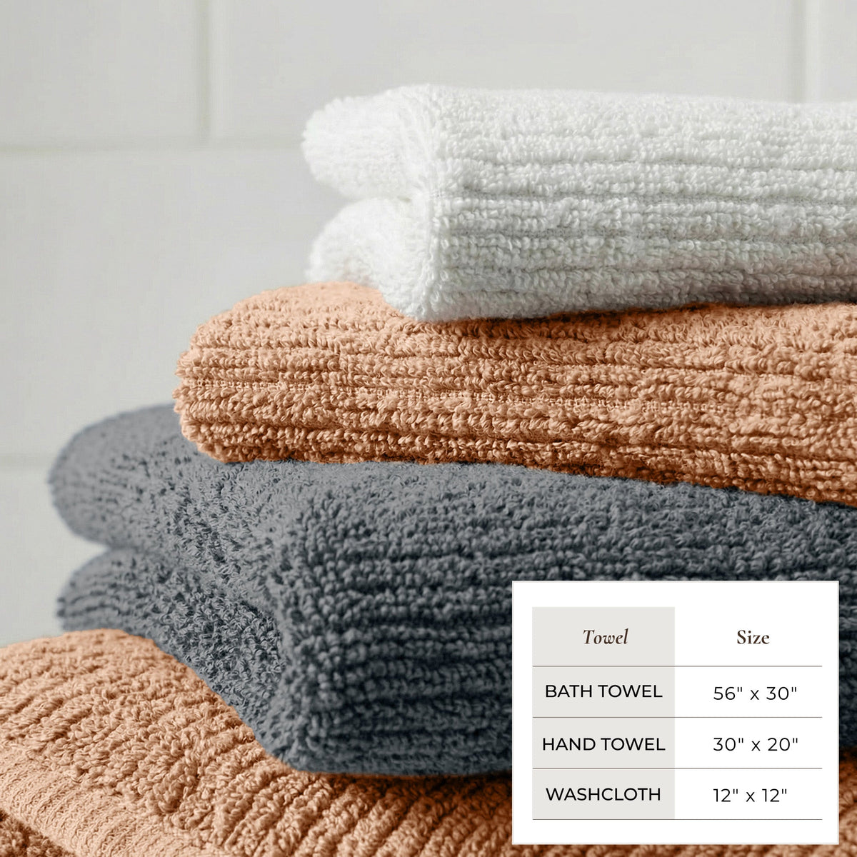 Georgiana Collection Turkish Cotton Ribbed 6-Piece Bath Towel Set