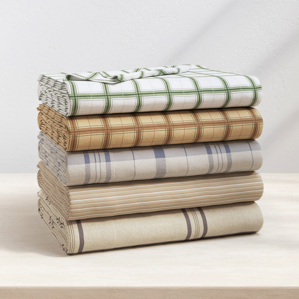 Turkish Cotton Flannel Sheet Set - Plaid & Stripe Collection