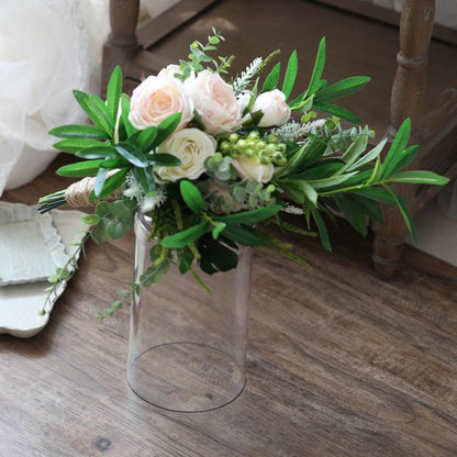 Wedding Bouquet Pink White Flowers Bridal Bouquet 19.7" Tall