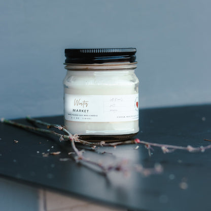 6.5 oz Clear Mason Jar Soy Candle - Winter Market