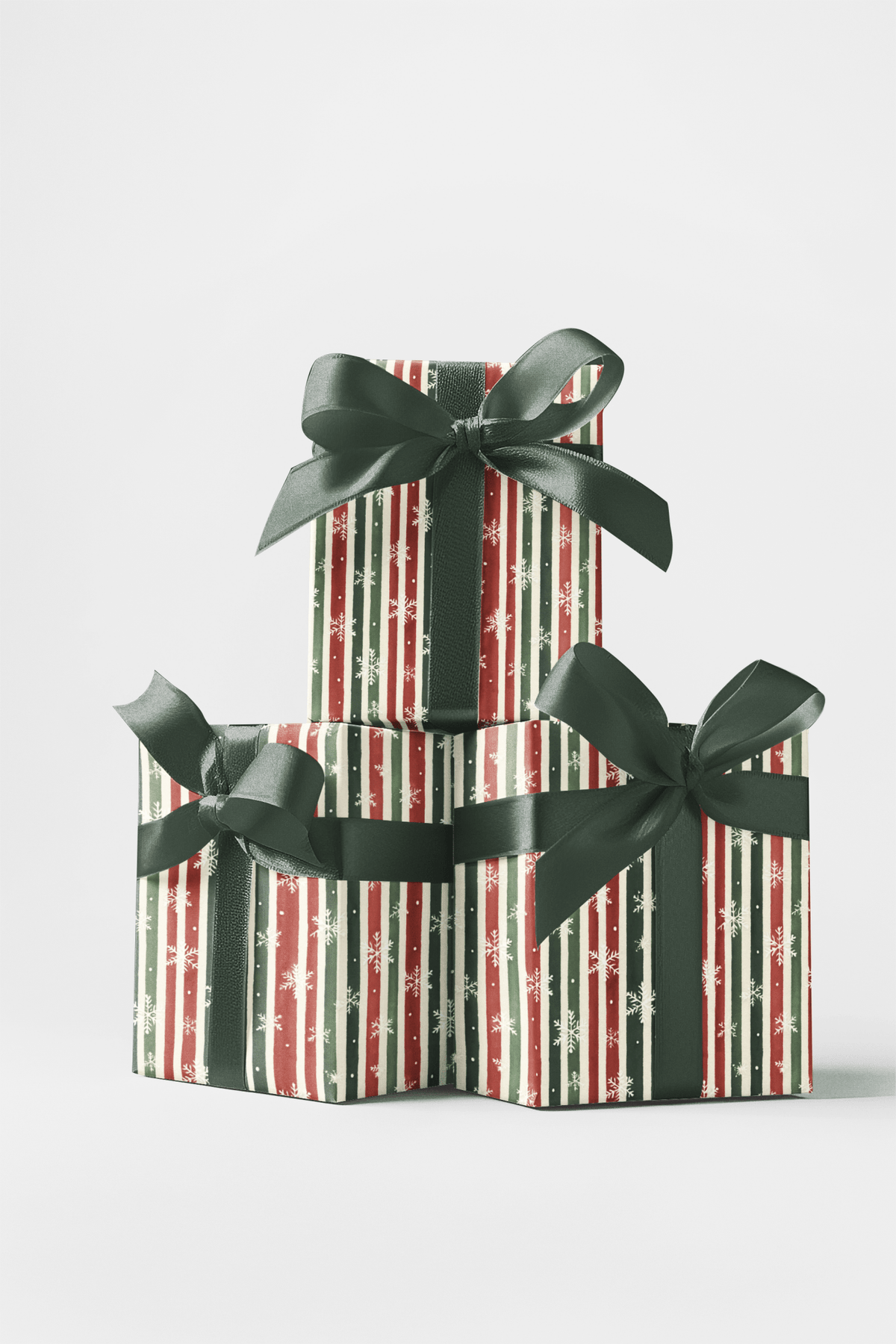 Frosted Holiday Stripes Wrapping Paper