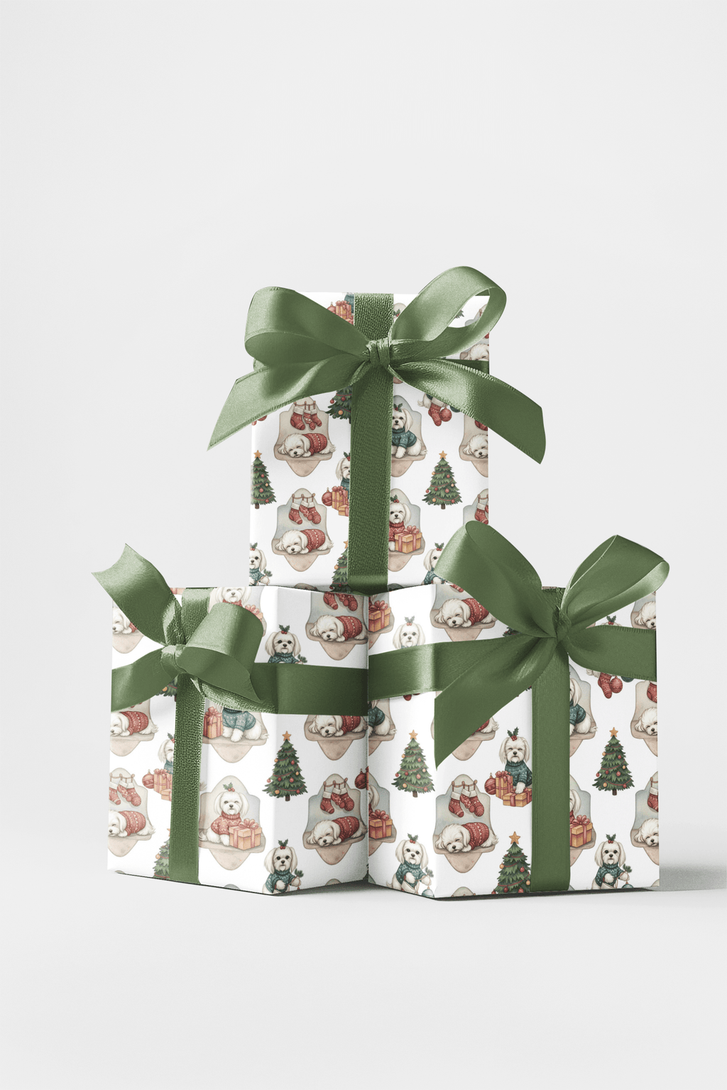 Maltese Holiday Sweaters Wrapping Paper