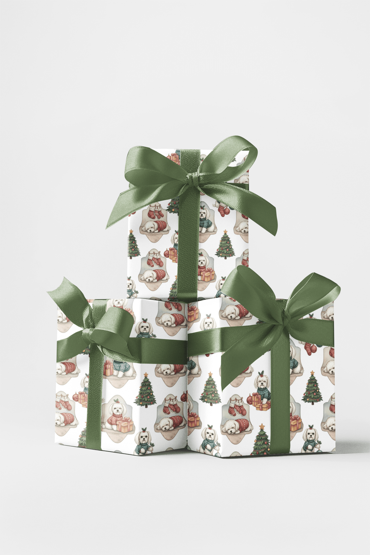 Maltese Holiday Sweaters Wrapping Paper