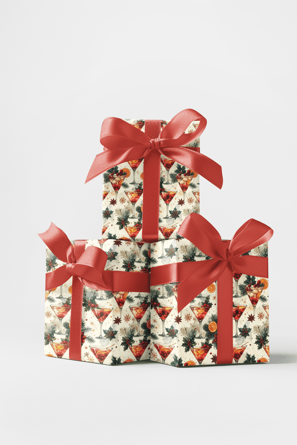 Vintage Cocktail Christmas Wrapping Paper