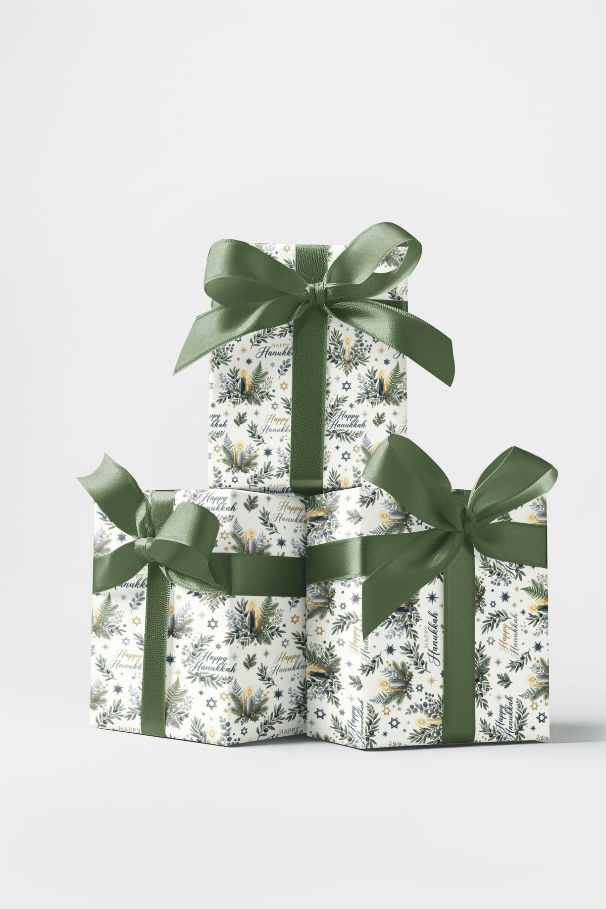 Hanukkah Herbarium Glossy Wrapping Paper