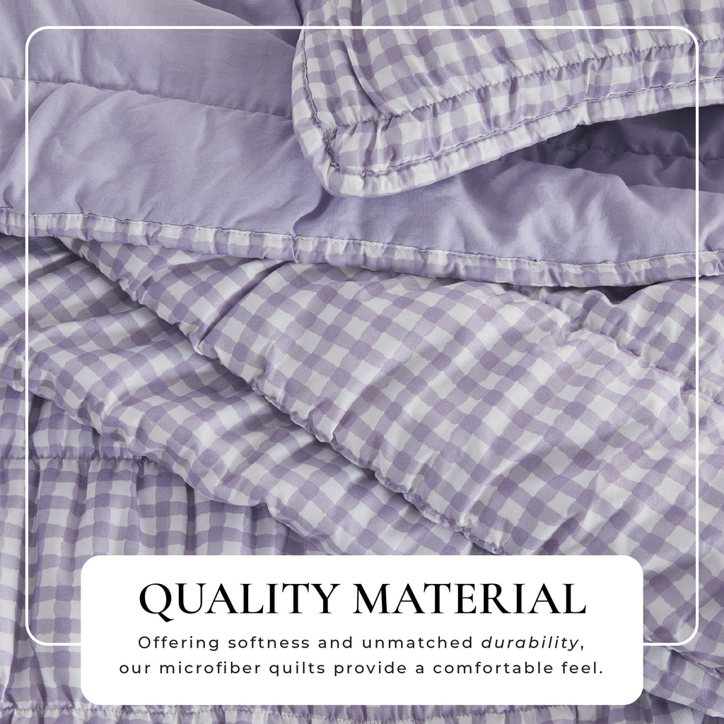 Gingham Printed Quilt Set