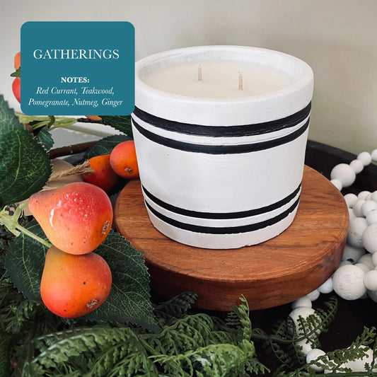 Luxury Small Striped Stone Candle - Gatherings