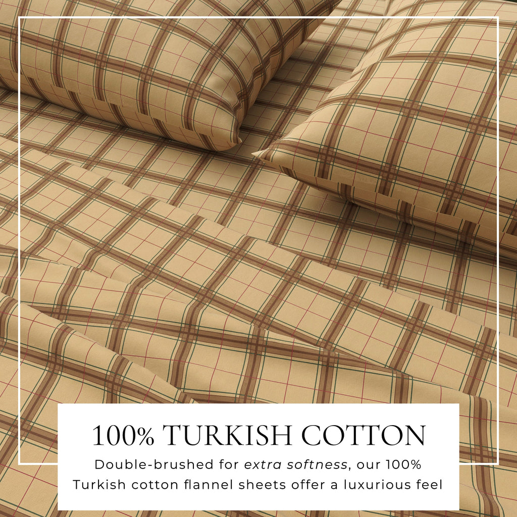 Turkish Cotton Flannel Sheet Set - Plaid & Stripe Collection